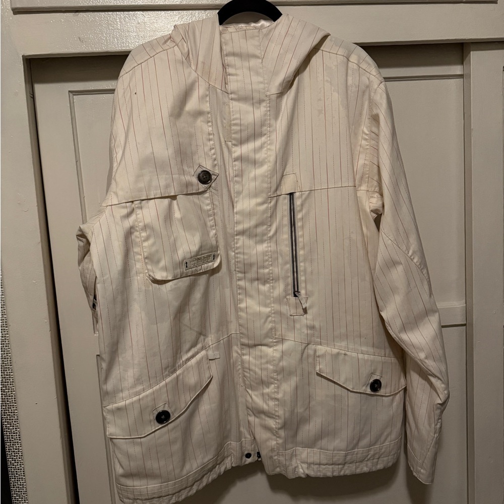 Burton Men's Cream Raincoat with Hood
